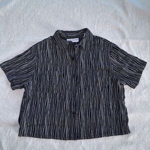 Valerie Stevens Black and White Striped Croped Blouse